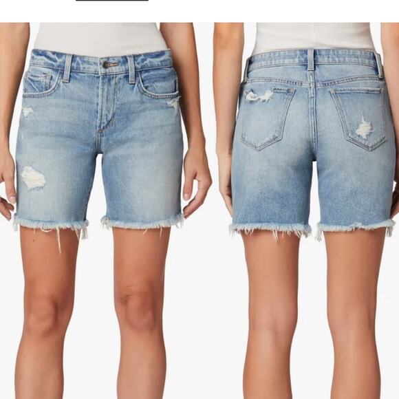 Joes Jeans Shorts Lara NWT In Indiana Bermuda Distressed Stretch Frayed Hem 26 - Picture 1 of 5